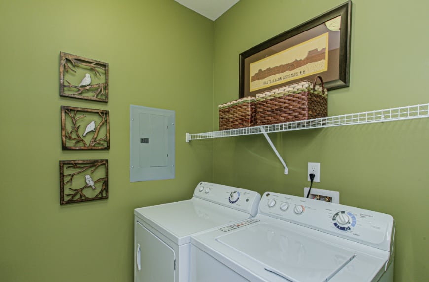 Laundry room in a West Lafayette townhome.
